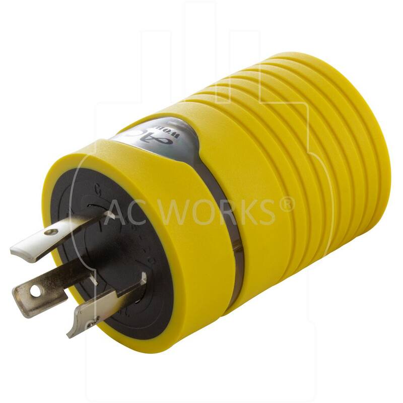 AC WORKS RV Generator Adapter L5-20P 20 Amp 3-Prong Locking Plug to RV 30 Amp TT-30R Connector - RVL520TT
