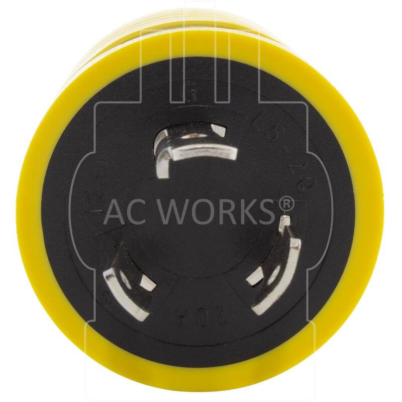 AC WORKS RV Generator Adapter L5-20P 20 Amp 3-Prong Locking Plug to RV 30 Amp TT-30R Connector - RVL520TT
