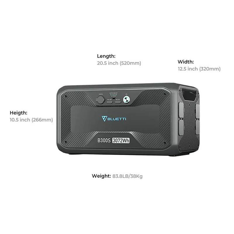 BLUETTI 3072Wh LiFePO4 Expansion Battery B300S Only Works with AC500, DC Power Source with 100-Watt USB-C, Outdoor Use - B300S-US-GY-BL-THDUS