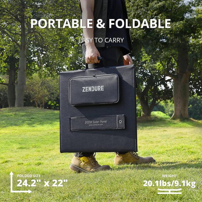 Zendure 200-Watt Portable Solar Panel for the SuperBase V Solar Generator, Foldable and Durable Panel with Adjustable Kickstand - ZD200SP-bk-jh