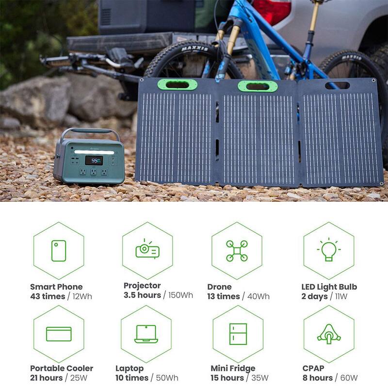 YOSHINO Solid-State Solar Battery Generator 660W (602Wh) Push-Button Start with 100W Portable Solar Panel, for Home, Camping - K6SP11