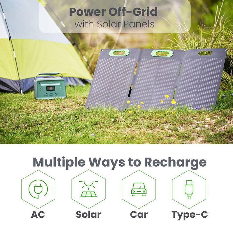 YOSHINO Solid-State Solar Battery Generator 660W (602Wh) Push-Button Start with 100W Portable Solar Panel, for Home, Camping - K6SP11