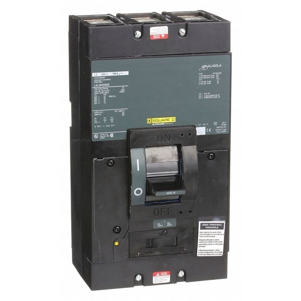 Square D Molded Case Circuit Breaker, LAL Series, 400A, 3 Pole, 600V AC, 42kA at 240V AC - LAL36400MB
