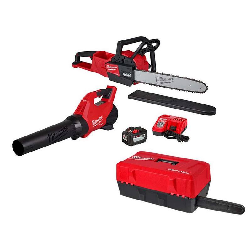 Milwaukee M18 FUEL 16 in. 18-Volt Brushless Cordless Electric Chainsaw withM18 Blower 12.0 Ah and Carrying Case Combo Kit (2-Tool) - 2727-21HDB-49-16-2747