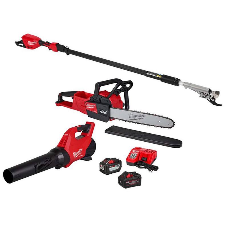 Milwaukee M18 FUEL 16 in. 18-Volt Brushless Cordless Electric Chainsaw with Blower, Pole Pruner, (2) Battery Combo Kit (3-Tool) - 2727-21HDB-3008-20-48-11-1881