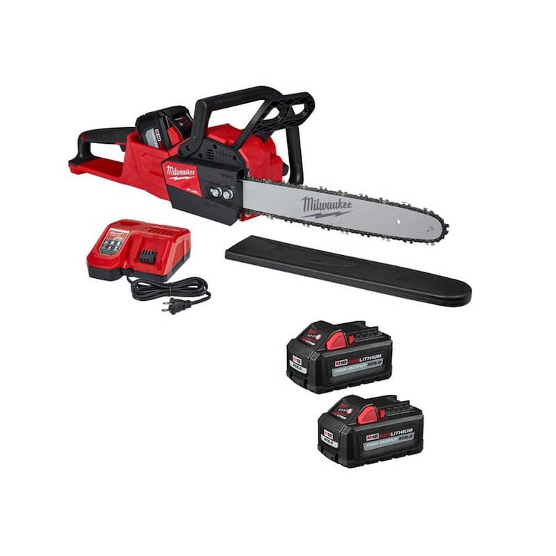 Milwaukee M18 FUEL 16 in. 18V Lithium-Ion Brushless Electric Battery Chainsaw Kit w/ 12.0Ah Two 6.0Ah Batteries & Charger - 2727-21HD-48-11-1862