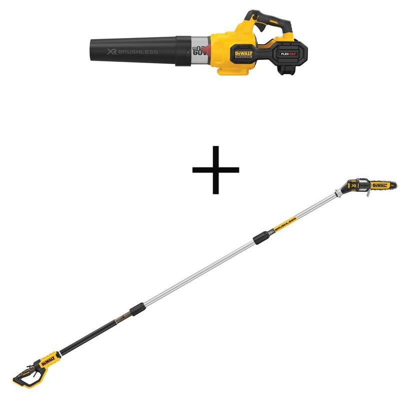 DEWALT 60V MAX 125 MPH 600 CFM Cordless Battery Powered Axial Leaf Blower Kit & 20V MAX Cordless Pole Saw (Tool Only) - DCBL772X1WPS620