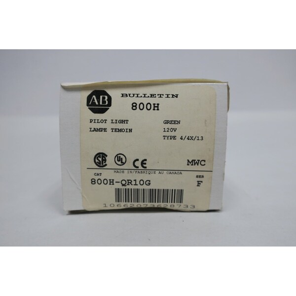 Allen Bradley Luz piloto verde de 120VCA - 800H-QR10G