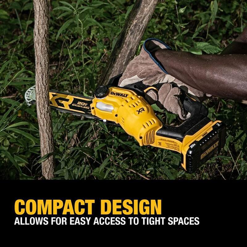DEWALT 20V MAX 8 in. Brushless Cordless Battery Powered Pruning Chainsaw Kit with (1) 3 Ah Battery & Charger - DCCS623L1