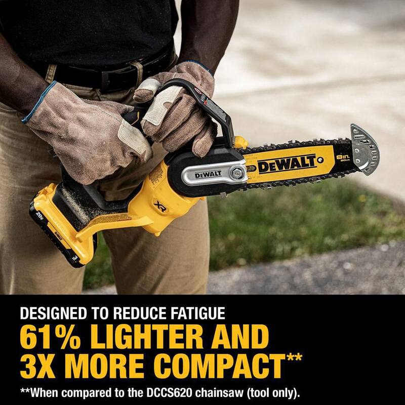 DEWALT 20V MAX 8 in. Brushless Cordless Battery Powered Pruning Chainsaw Kit with (1) 3 Ah Battery & Charger - DCCS623L1