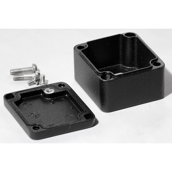 Hammond Aluminum Electrical Enclosures, 1.98 in H, 1.2 in D, 1.77 in W, NEMA 4, 4X, 6, 6P, 12, 13, Screw On - 1590Z060BK