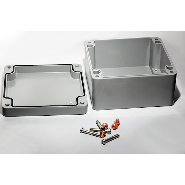 Hammond Aluminum Electrical Enclosures, 6.3 in H, 3.53 in D, 6.3 in W, NEMA 4, 4X, 6, 6P, 12, 13, Screw On - 1590Z160GY