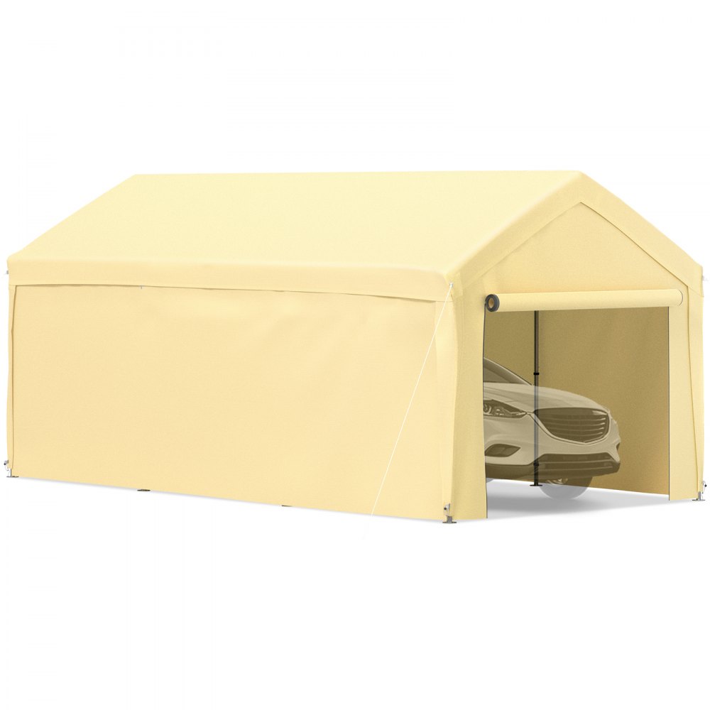 VEVOR Carport Canopy Car Shelter Tent 10 x 20ft with 8 Legs and Sidewalls Yellow - QCZYPD13X20FT91SNV0