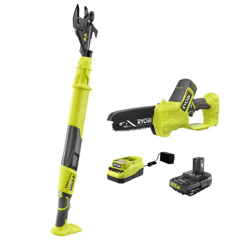 RYOBI ONE+ 18V 6 in. Cordless Battery Compact Pruning Chainsaw & 18V Cordless Battery Lopper w/2.0 Ah Battery and Charger - PCLCW01K-P4362BTL