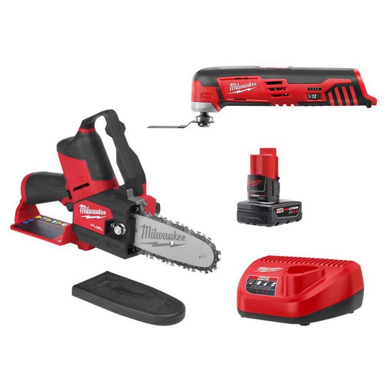 Milwaukee M12 FUEL 12V Lithium-Ion Brushless Battery 6 in. HATCHET Pruning Saw Kit w/Multi-Tool, 4.0 Ah Battery, Charger - 2527-21-2426-20