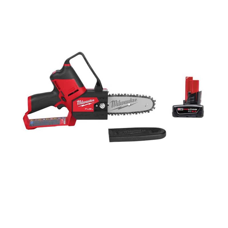 Milwaukee M12 FUEL 6 in. 12V Lithium-Ion Brushless Electric Cordless Pole Saw Pruning Saw HATCHET with M12 6.0 Ah Battery - 2527-20-48-11-2460