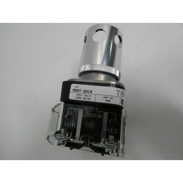 Botón pulsador Allen Bradley, iluminado, sin tapa, 120V CA/CC, cabezal extendido, 30mm - 800T-QA10.