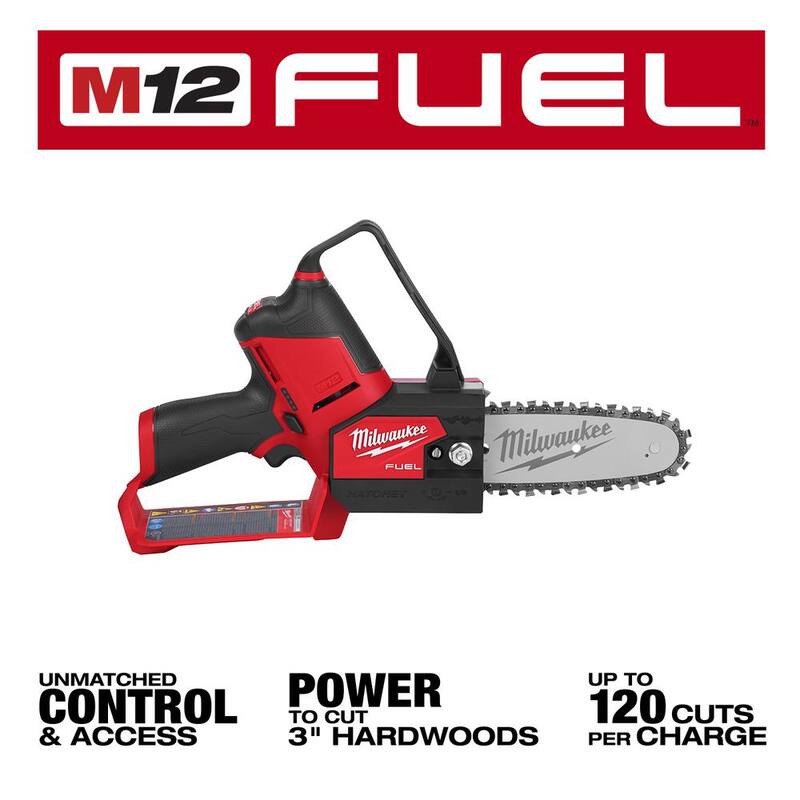 Milwaukee M12 FUEL 6 in. 12V Brushless Electric Battery Chainsaw Tool Only Extra 6 in. Chain & Tinted Safety Glasses - 2527-20-49-16-2732-48-73-2015
