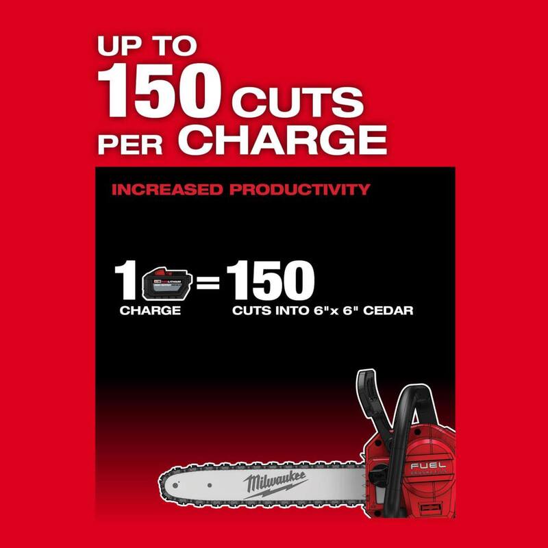 Milwaukee M18 FUEL 14 in. 18-Volt Lithium-Ion Brushless Battery Electric Chainsaw and 6.0 Ah High Output Battery - 2727-20C-48-11-1865