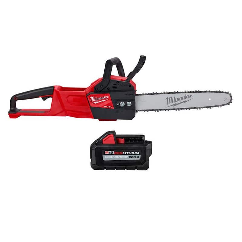 Milwaukee M18 FUEL 14 in. 18-Volt Lithium-Ion Brushless Battery Electric Chainsaw and 6.0 Ah High Output Battery - 2727-20C-48-11-1865
