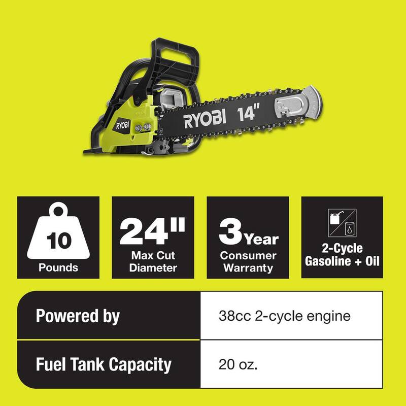 RYOBI 14 in. 37cc 2-Cycle Gas Chainsaw - RY3714