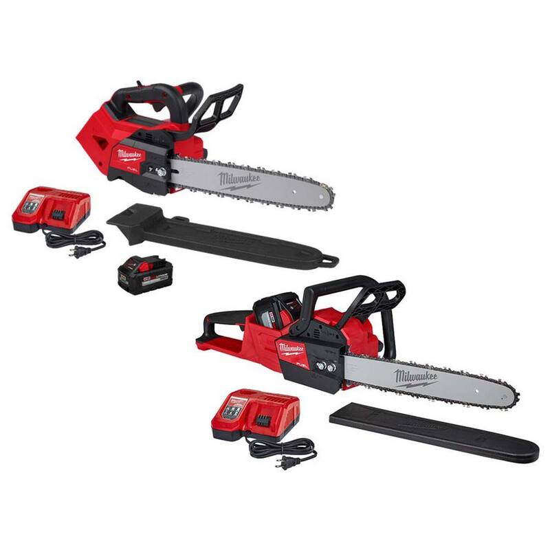 Milwaukee M18 FUEL 14 in. Top Handle 18V Lithium-Ion Brushless Cordless Chainsaw w/16 in. Chainsaw, 12.0 & 8.0 Ah Battery - 2826-21T-2727-21HD
