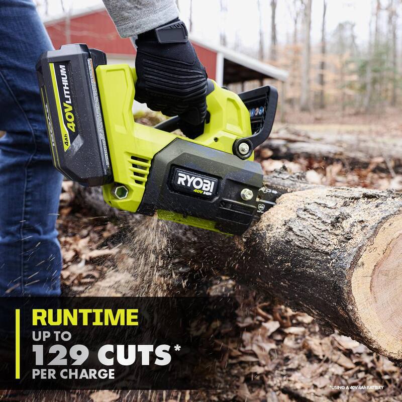 RYOBI 40V HP Brushless 12 in. Top Handle Battery Chainsaw, Extra Chain and Bar and Chain oil with 4.0 Battery and Charger - RY40590-RY12C1-RYBIO24