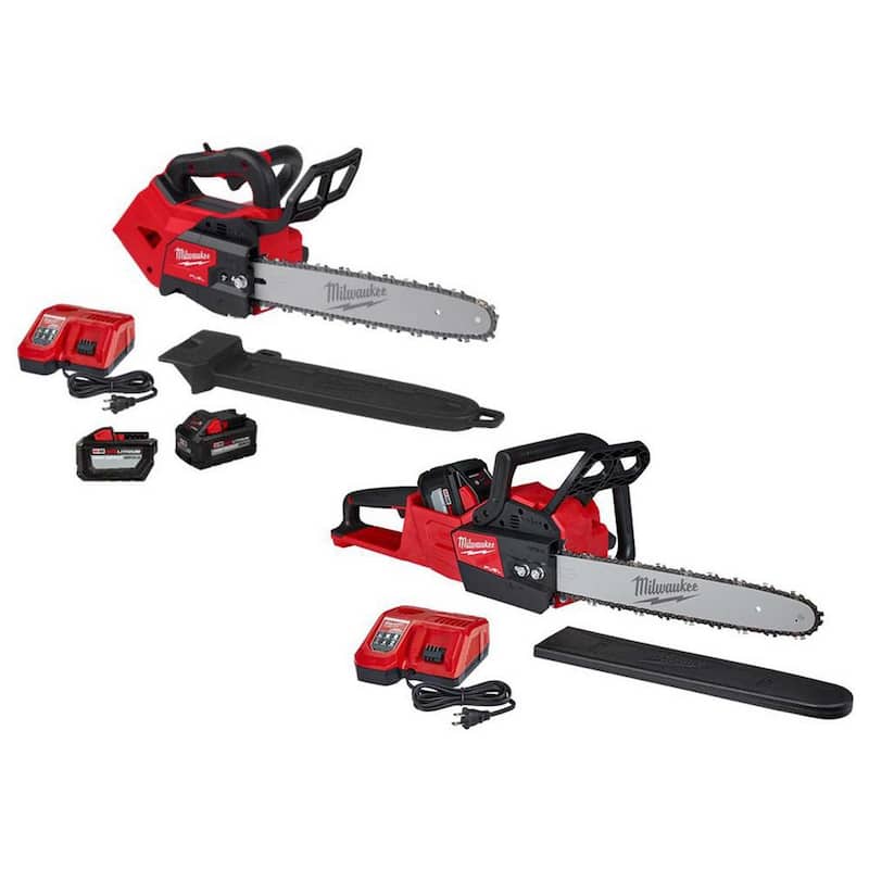 Milwaukee M18 FUEL 14 in. Top Handle 18V Lithium-Ion Brushless Cordless Chainsaw w/16 in. Chainsaw, 8.0 Ah, (2) 12.0 Ah Battery - 2826-22T-2727-21HD