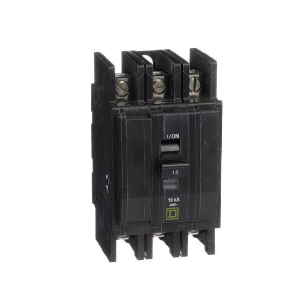 Square D Miniature Circuit Breaker, QOU Series, 15A, 3 Pole, 120/240V AC, 10kA at 120/240V AC - QOU315B