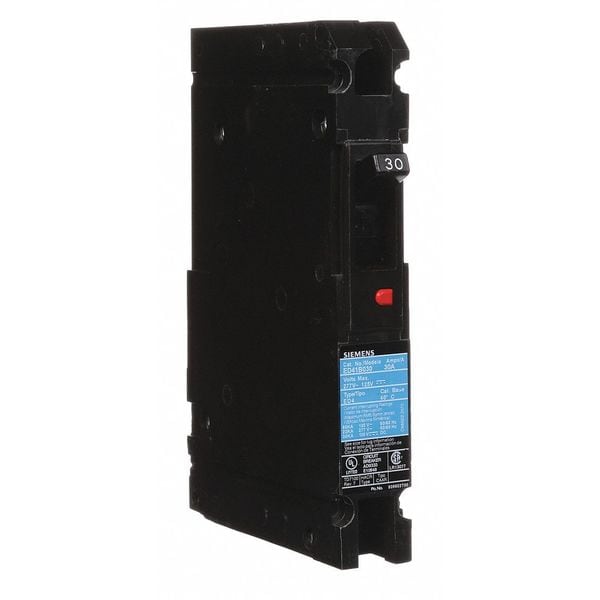 Siemens Molded Case Circuit Breaker, HED4 Series, 30A, 1 Pole, 277V AC, 65kA at 277V AC - HED41B030