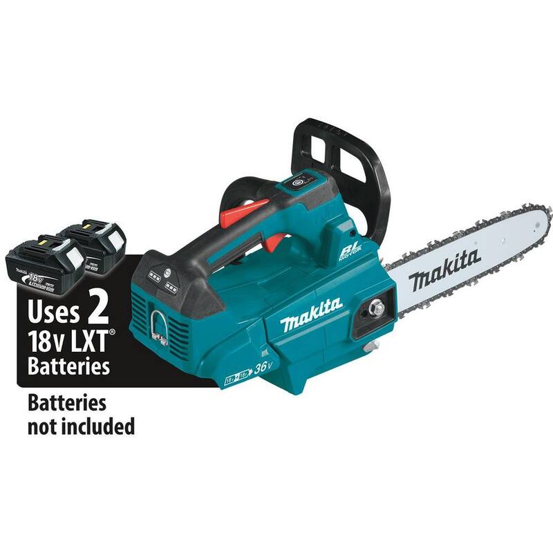 Makita 14 in. 18-Volt X2 (36-Volt) LXT Lithium-Ion Brushless Top Handle Chain Saw with Bonus 18V Dual Port Rapid Charger - XCU08Z-DC18RD