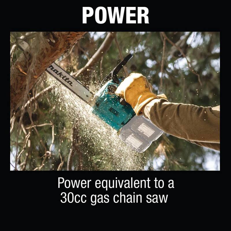 Makita 14 in. 18-Volt X2 (36-Volt) LXT Lithium-Ion Brushless Top Handle Chain Saw with Bonus 18V Dual Port Rapid Charger - XCU08Z-DC18RD