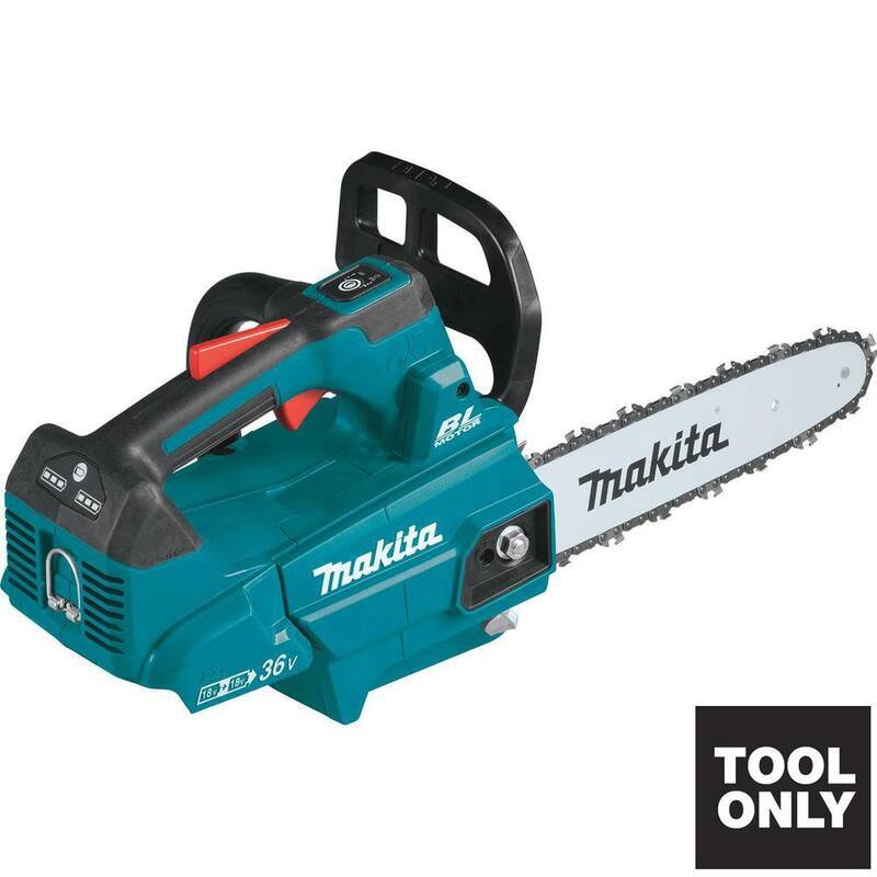 Makita 14 in. 18-Volt X2 (36-Volt) LXT Lithium-Ion Brushless Top Handle Chain Saw with Bonus 18V Dual Port Rapid Charger - XCU08Z-DC18RD