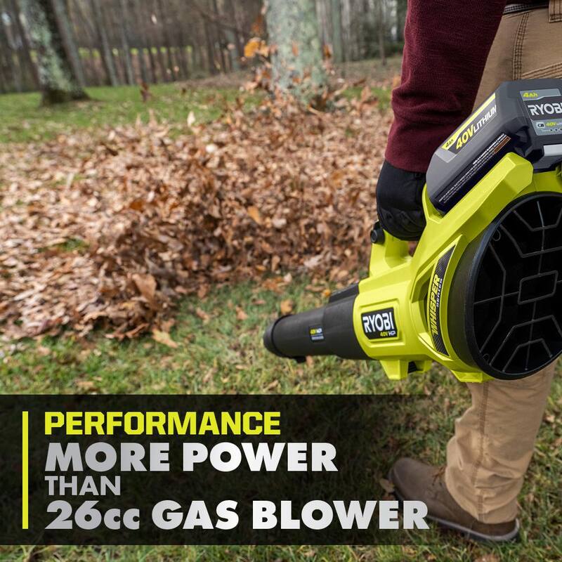RYOBI 40V HP Brushless 14 in. Battery Chainsaw and 650 CFM Cordless Battery Leaf Blower with 4.0 Ah Battery and Charger - RY405010BTL-RY404014K