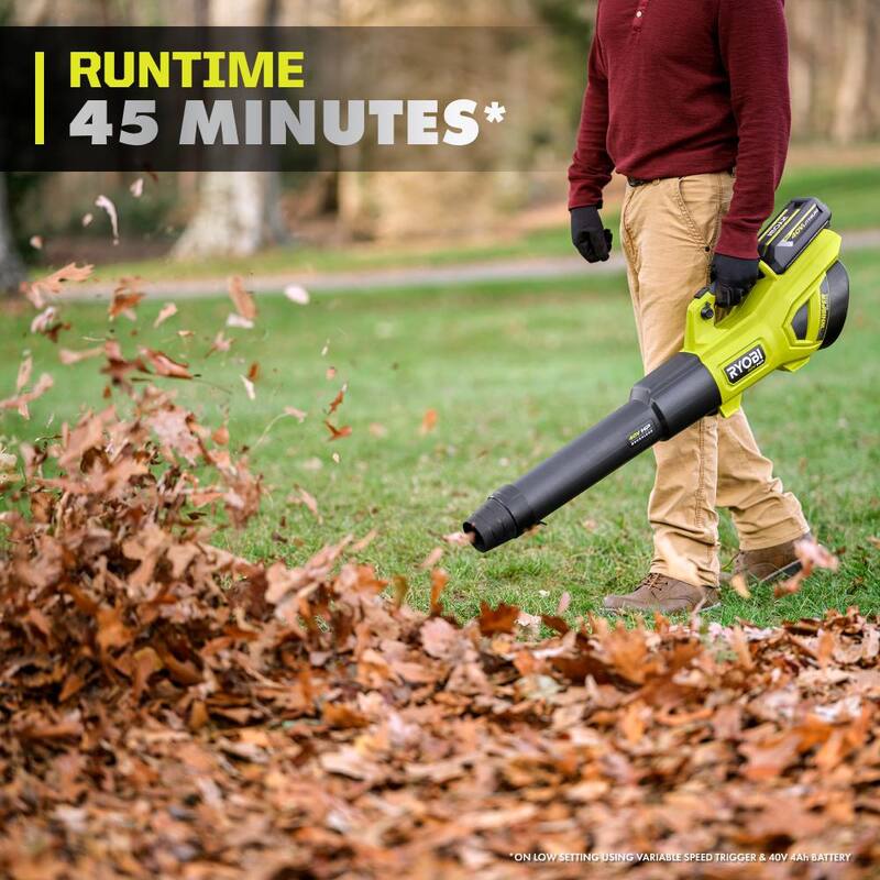 RYOBI 40V HP Brushless 14 in. Battery Chainsaw and 650 CFM Cordless Battery Leaf Blower with 4.0 Ah Battery and Charger - RY405010BTL-RY404014K