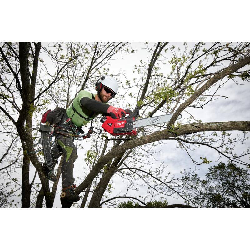 Milwaukee M18 FUEL 14 in. 18V Cordless Top Handle Chainsaw w/BOLT Black Type 2 Class C Vented Helmet, Earmuffs, Mesh Face Shield - 2826-20T-48-73-1310- 48-73-3251-48731430