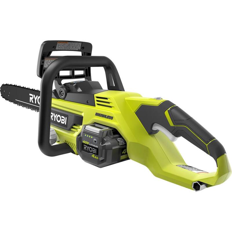 RYOBI 40V HP Brushless 16 in. Battery Chainsaw and 10 in. Battery Pole Saw with 4.0 Ah Battery and Charger - RY40550-PS​