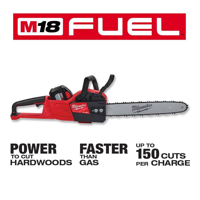Milwaukee M18 FUEL 16 in. 18V Lithium-Ion Battery Brushless Cordless Chainsaw Kit w/12.0 Ah Battery, Charger, Chainsaw Case - 2727-21HD-49-16-2747