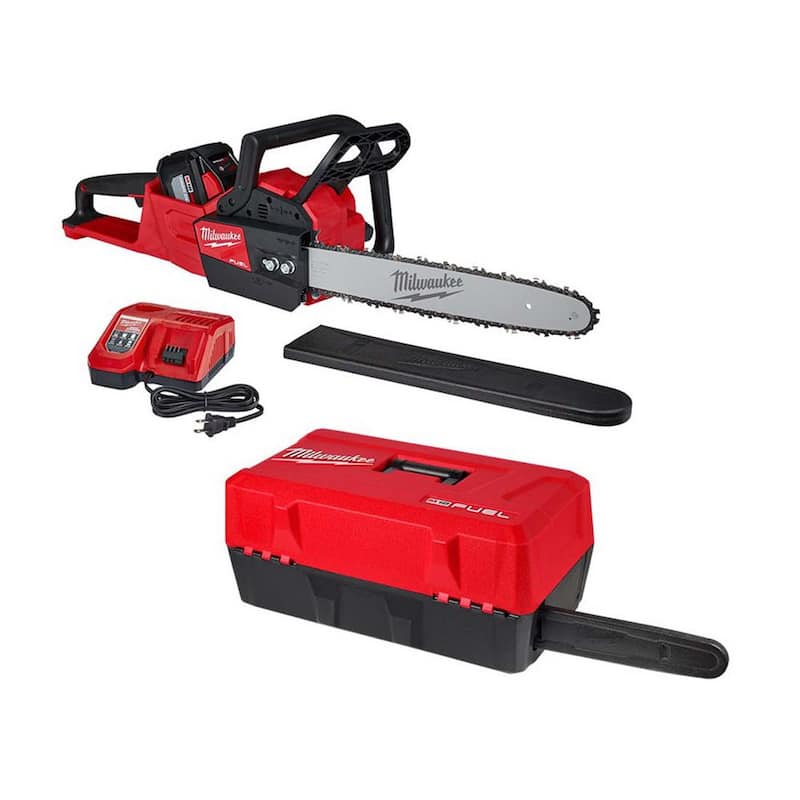 Milwaukee M18 FUEL 16 in. 18V Lithium-Ion Battery Brushless Cordless Chainsaw Kit w/12.0 Ah Battery, Charger, Chainsaw Case - 2727-21HD-49-16-2747