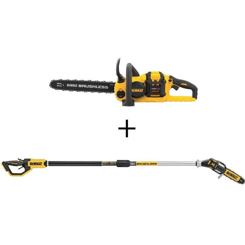 DEWALT 60V MAX 16 in. Brushless Battery Powered Chainsaw Kit with (1) FLEXVOLT 3Ah Battery & Charger & Pole Saw - DCCS670X1WS620B