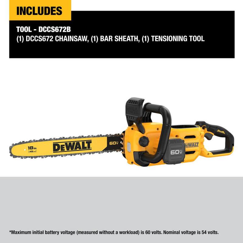 DEWALT 18 in. 60-Volt Electric Battery Chainsaw (Tool-Only) with Chainsaw Case - DCCS672BWO6KBOX