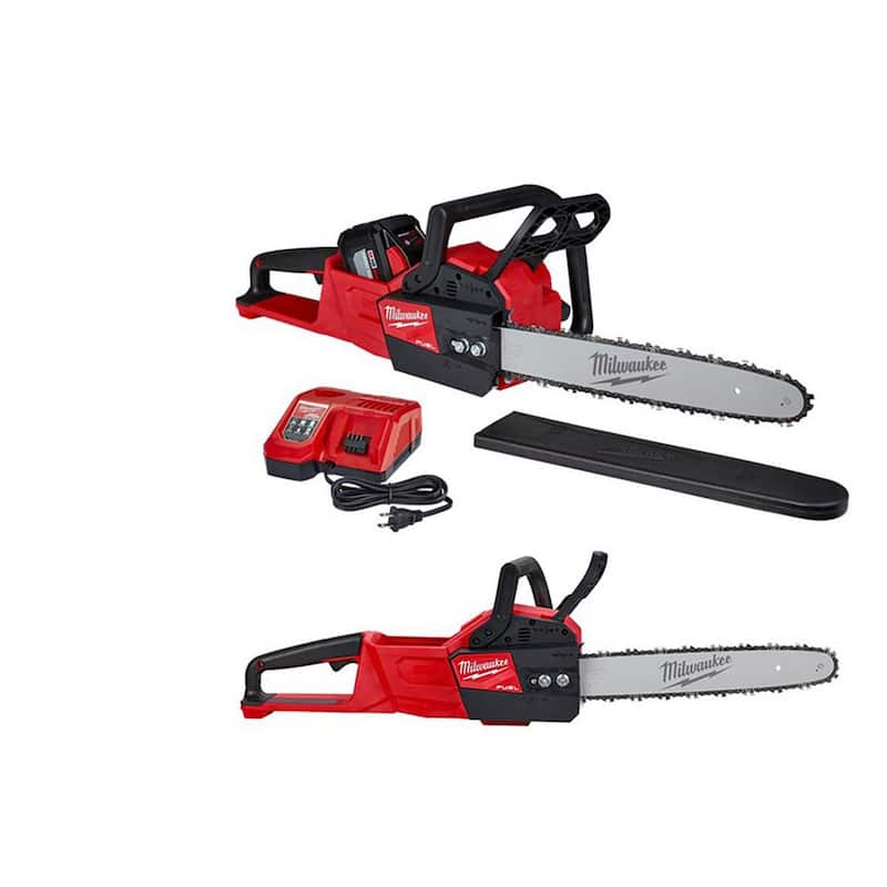 Milwaukee M18 FUEL 16 in. 18V Lithium-Ion Brushless Electric Battery Chainsaw and M18 FUEL 14 in. Chainsaw Kit - 2727-21HD-2727-20C