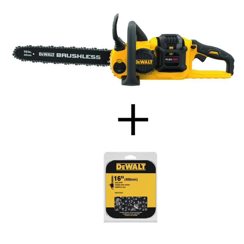 DEWALT 60V MAX 16in. Brushless Battery Powered Chainsaw Kit with (1) FLEXVOLT 2Ah Battery & Charger (56 Link) - DCCS670T1WT616T