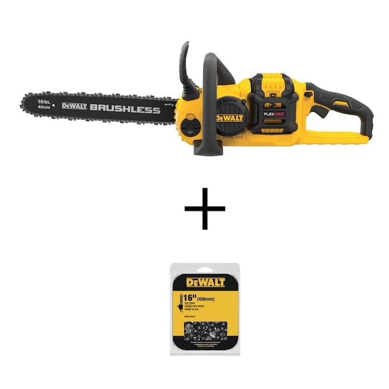 DEWALT 60V MAX 16in. Brushless Battery Powered Chainsaw Kit with 16in. Chain, (1) FLEXVOLT 3Ah Battery & Charger - DCCS670X1WT616T