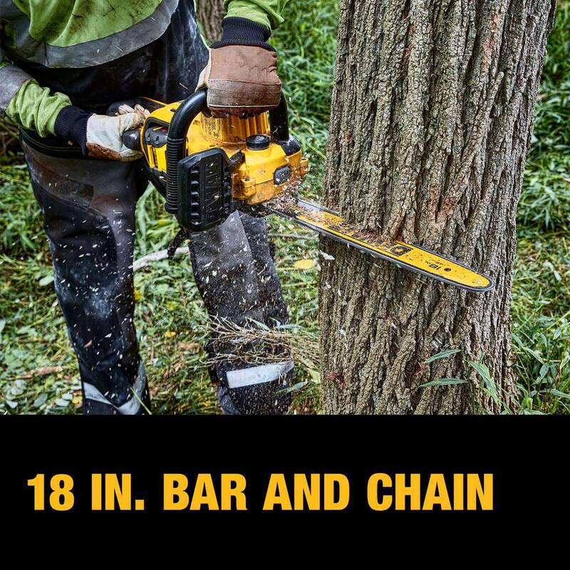 DEWALT 60V MAX 18in. Brushless Battery Powered Chainsaw (Tool Only) with 18in. Chain - DCCS672BW1DT618