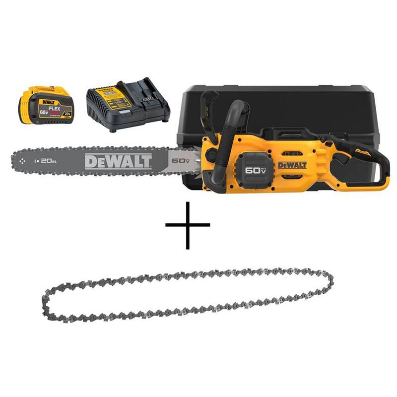 DEWALT 60V MAX 20in. Brushless Battery Powered Chainsaw Kit with (1) FLEXVOLT 4Ah Battery, Charger & Chain (68 Link) - DCCS677Y1WDT620