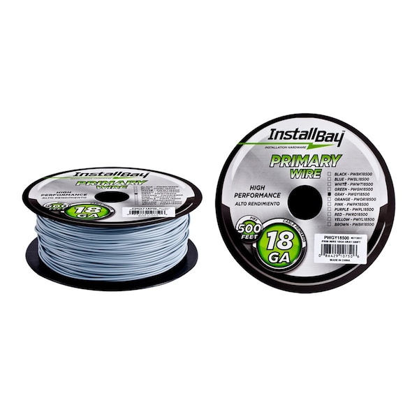 Installbay By Metra 16-Gauge Gray Primary Wire, 500' Spool - PWGY16500