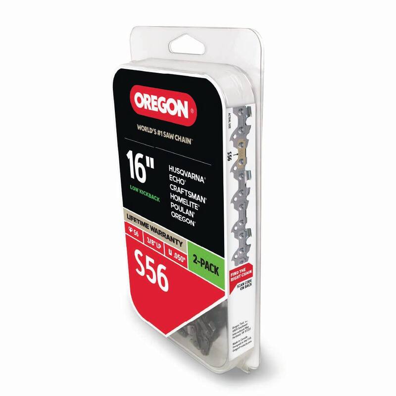 Oregon S56 Chainsaw Chain for 16 in. Bar, Fits Makita, Echo, Husqvarna, Craftsman, Poulan and More (2-Pack) - S56T-21