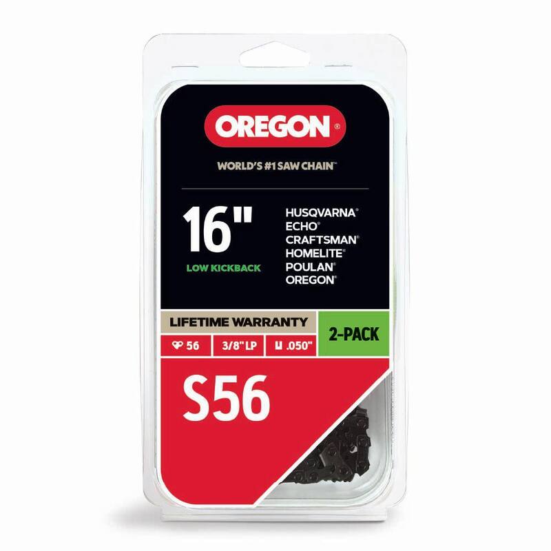 Oregon S56 Chainsaw Chain for 16 in. Bar, Fits Makita, Echo, Husqvarna, Craftsman, Poulan and More (2-Pack) - S56T-21