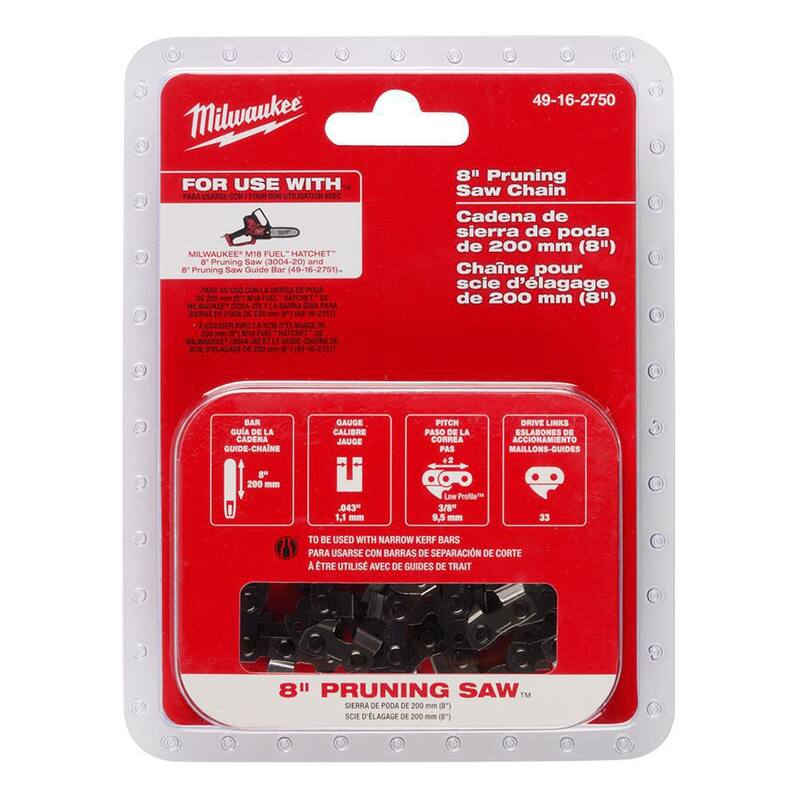 Milwaukee 8 in. Pruning Saw Chain with 33-Drive Links - 49-16-2750